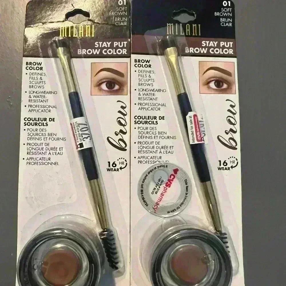 2 Packs Milani Stay Put Brow Color Soft Brown| 16hr Wear (.069Oz/2.6g) NEW